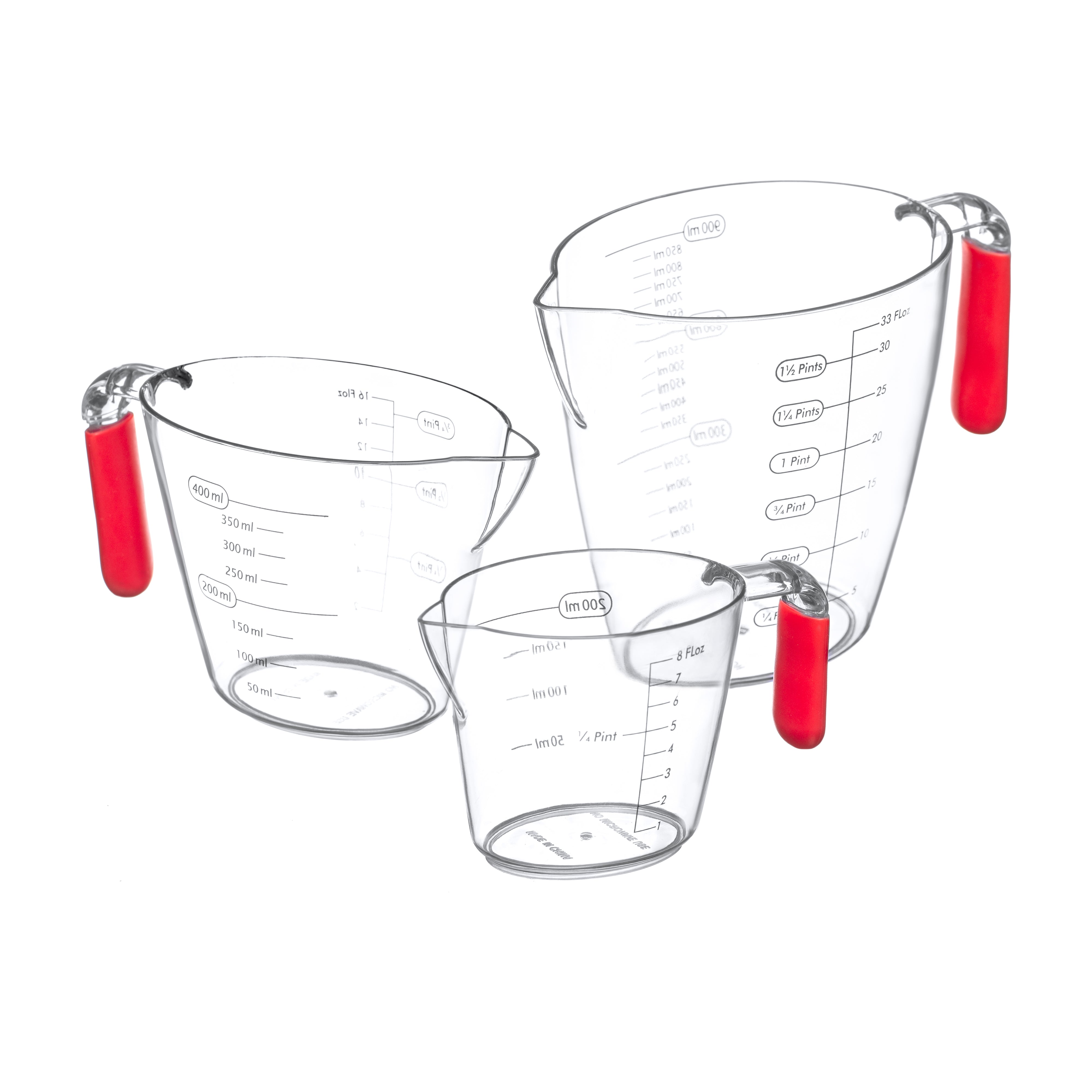 3pc Measuring Jug Set 200 / 400 / 900ml (Assorted Colours)