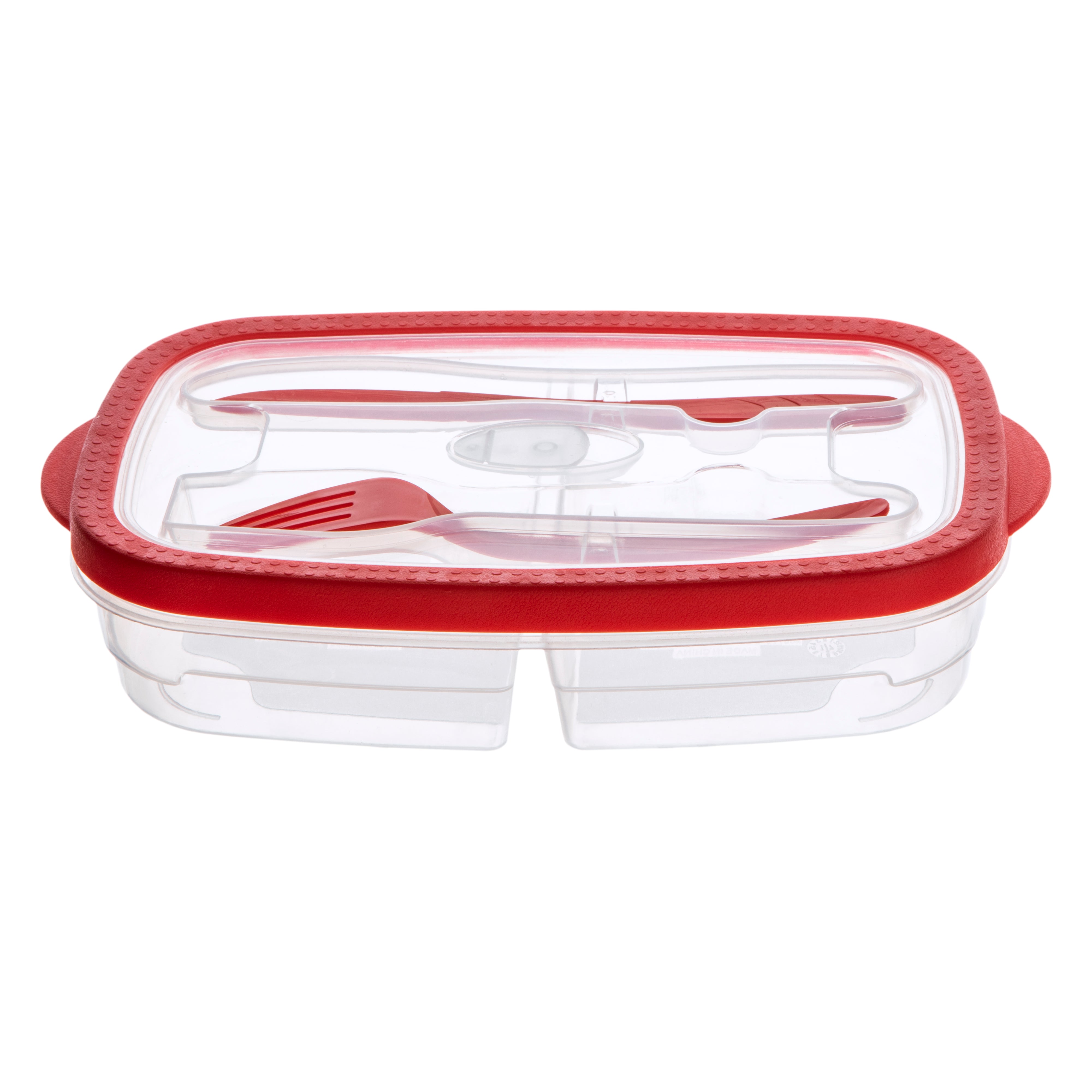 Microwave Collapsible Lunch Box & Cutlery (Red & Blue)