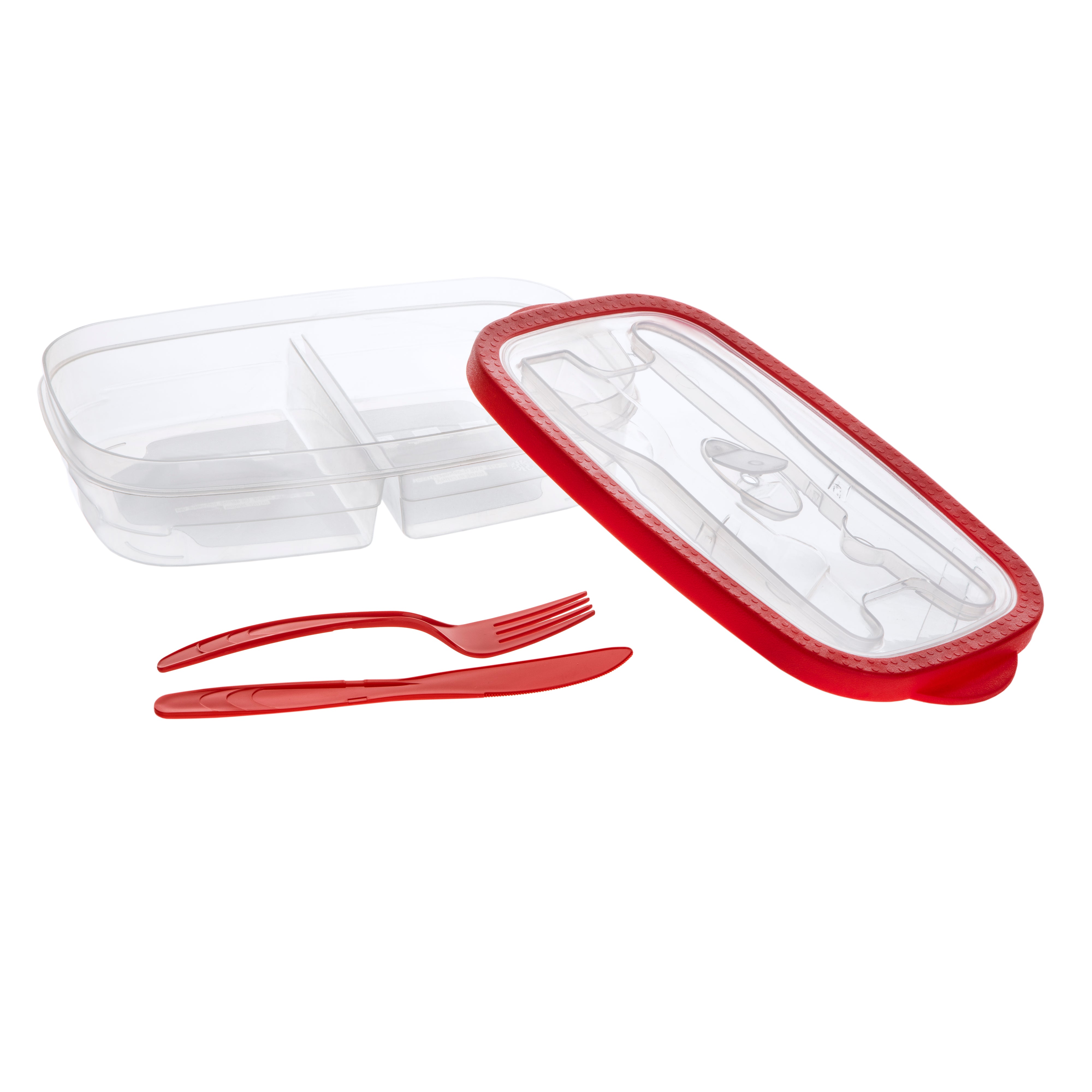 Microwave Collapsible Lunch Box & Cutlery (Red & Blue)