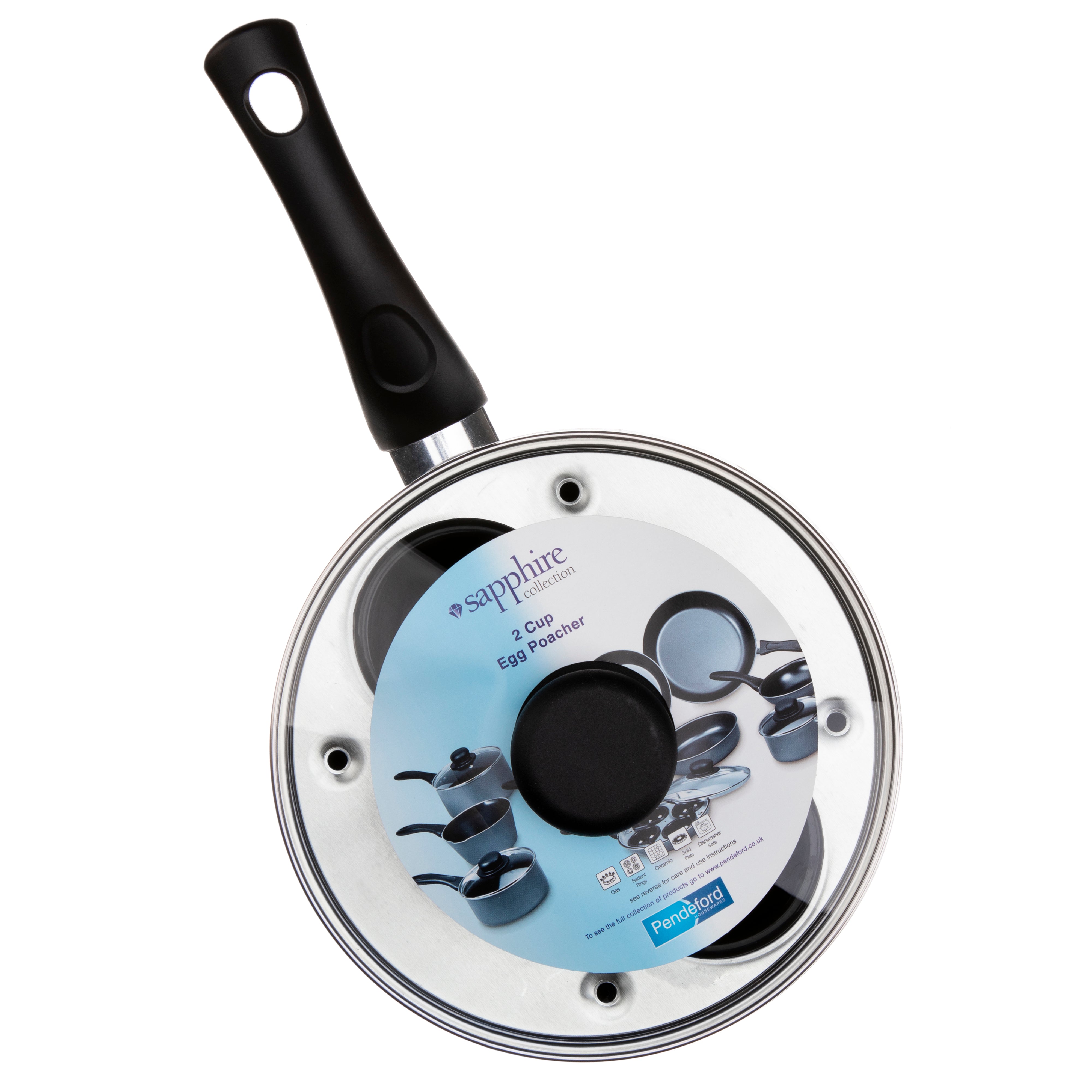 18cm 2 Cup Egg Poaching Pan & Glass Lid