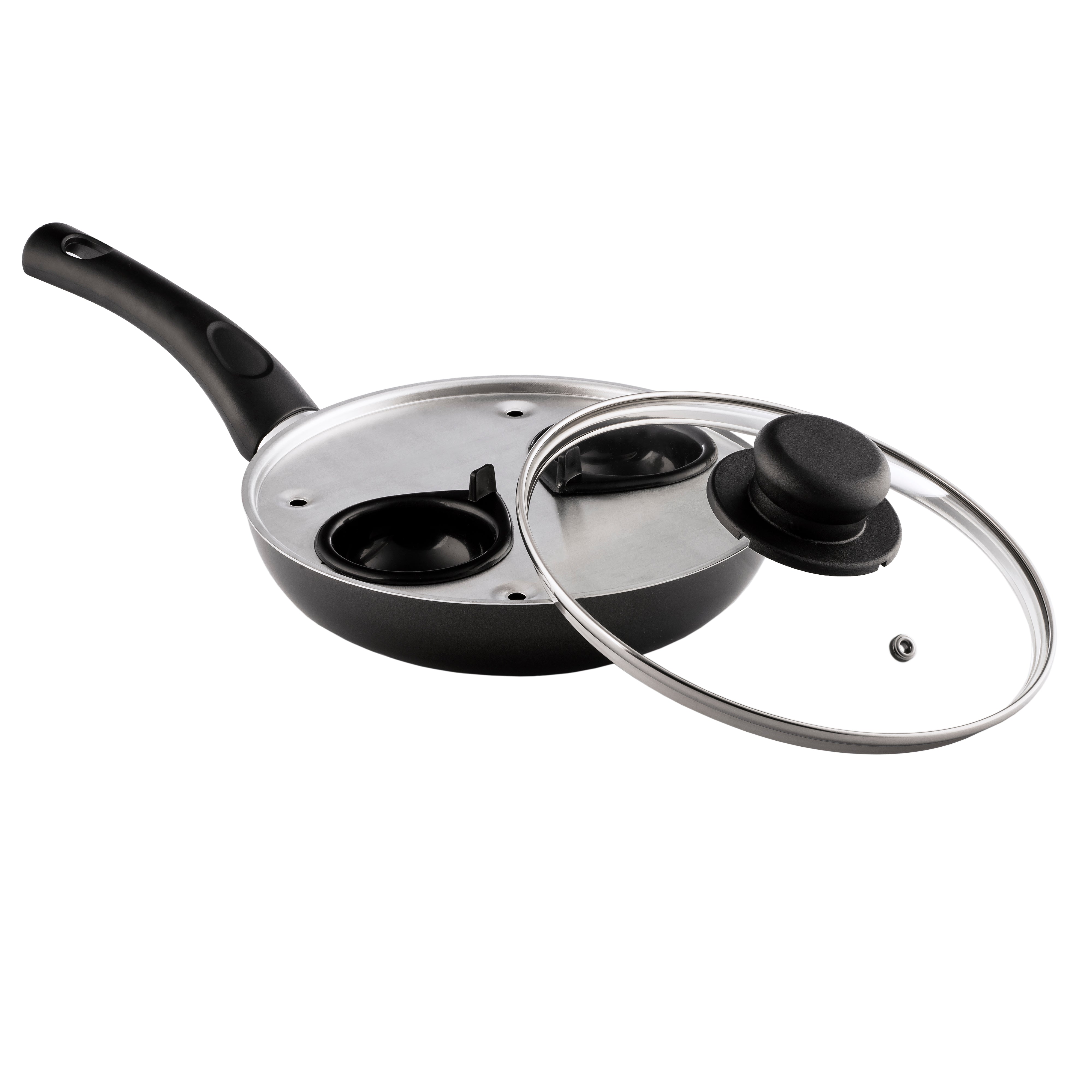18cm 2 Cup Egg Poaching Pan & Glass Lid