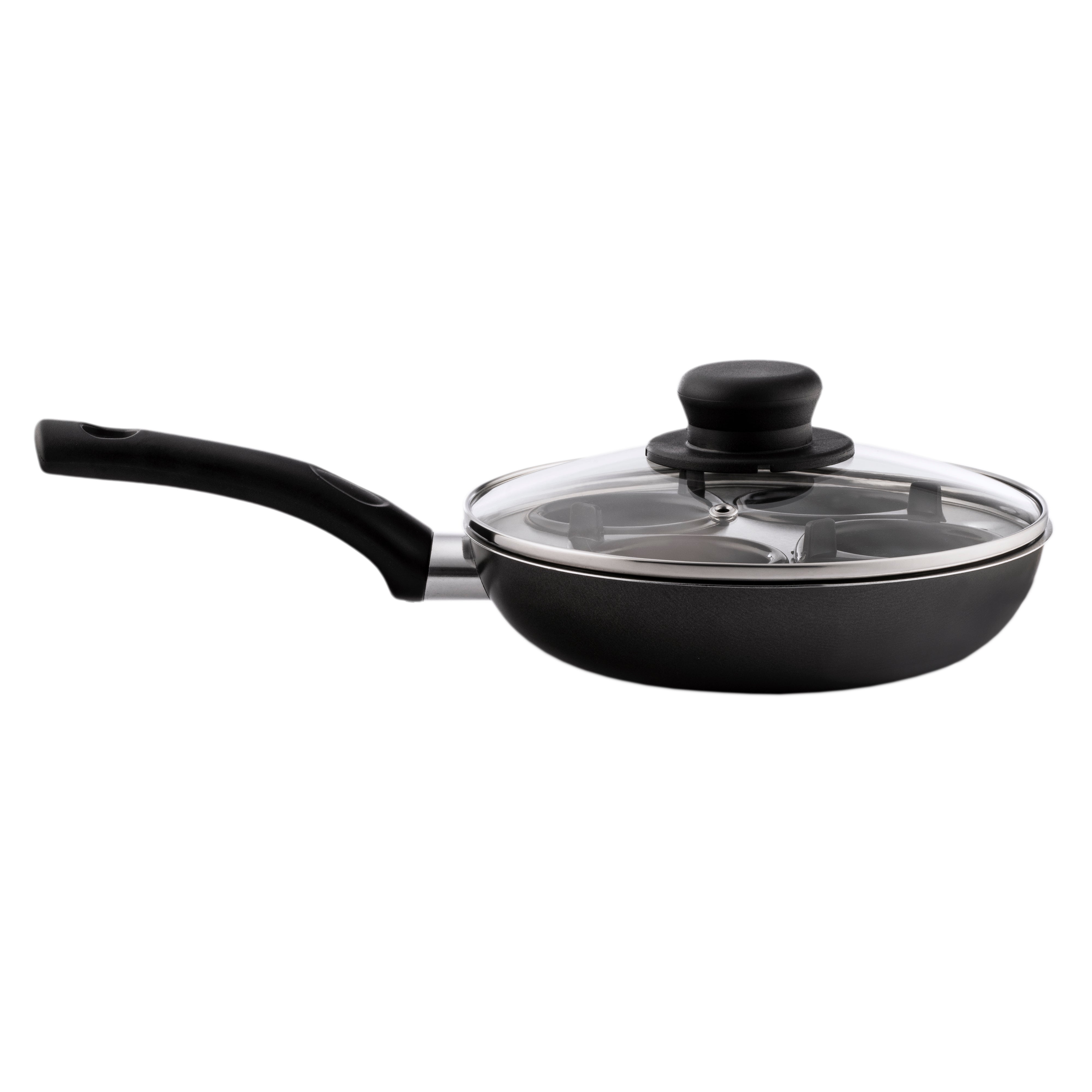 20cm 4 Cup Egg Poaching Pan & Glass Lid