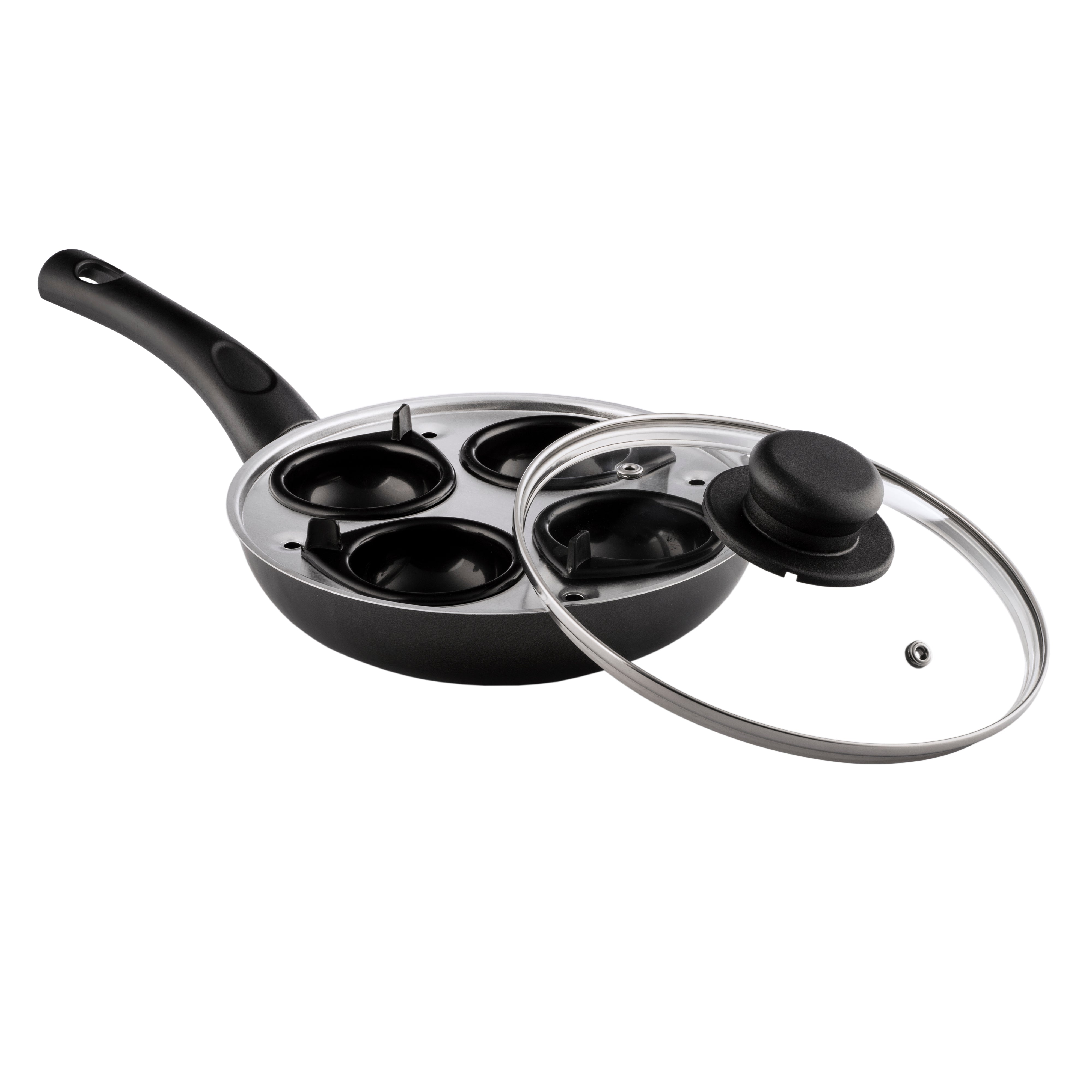 20cm 4 Cup Egg Poaching Pan & Glass Lid