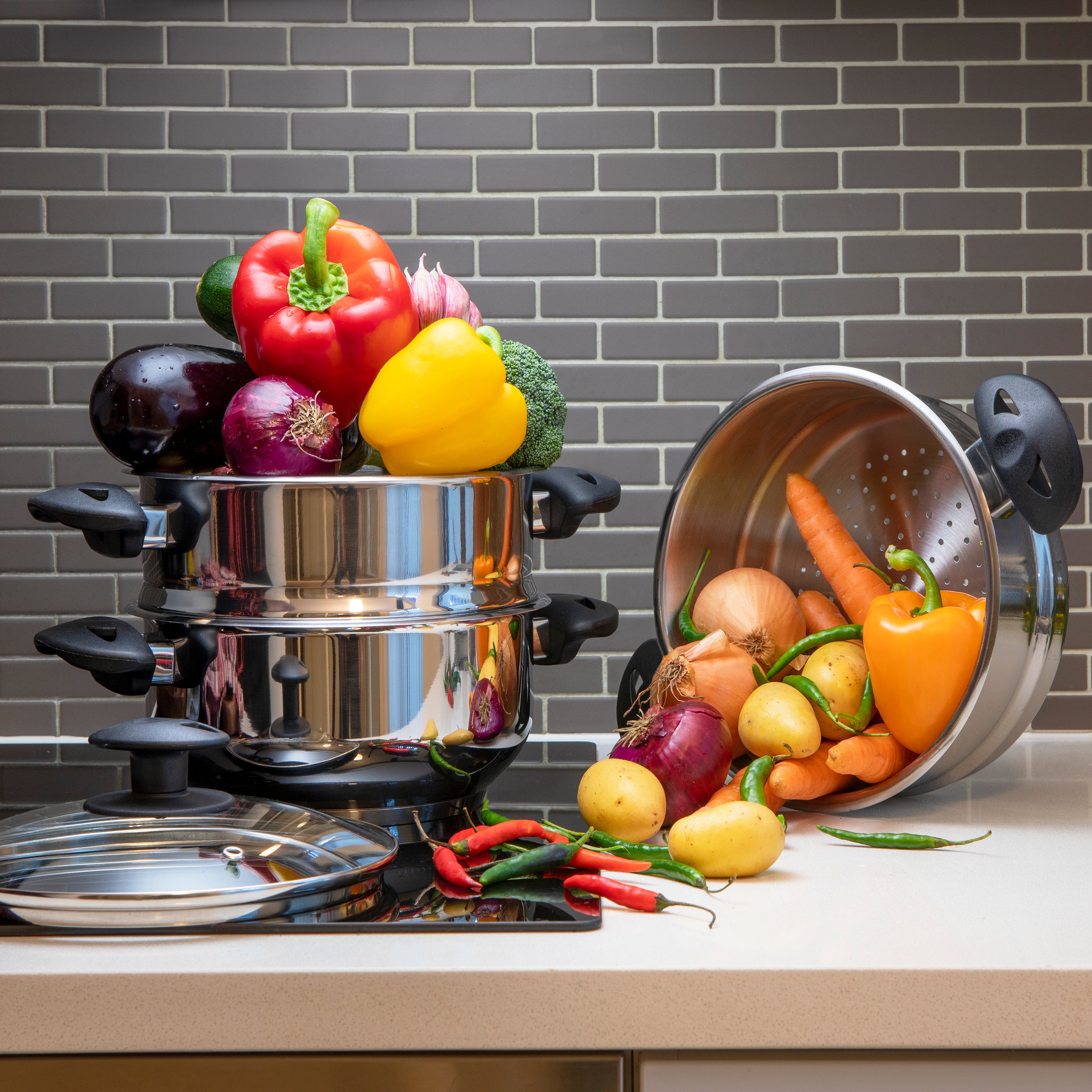 20cm Stainless Steel 3 Tier Steamer