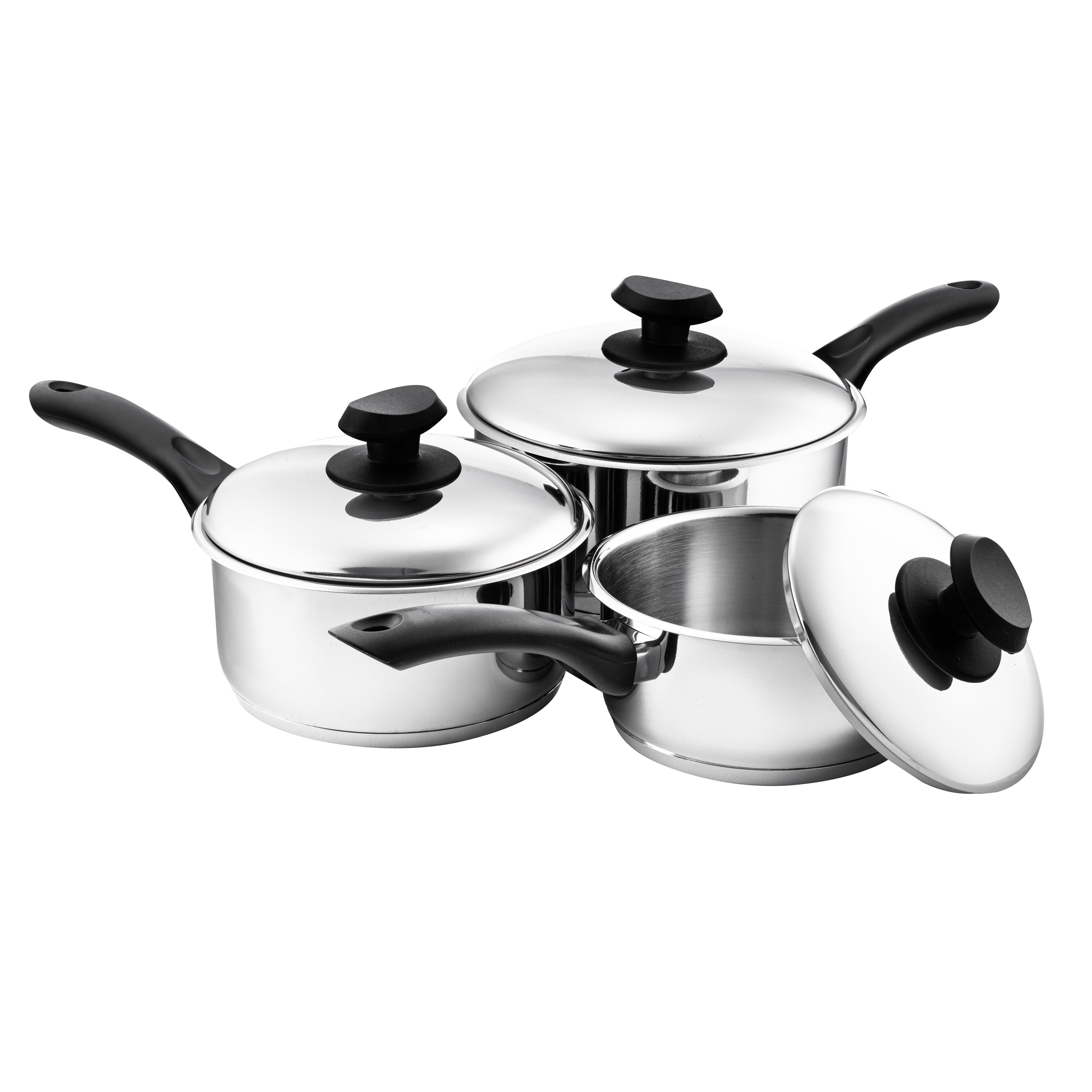 3pc Stainless Steel Sauce Pan Set (16/18/20cm)