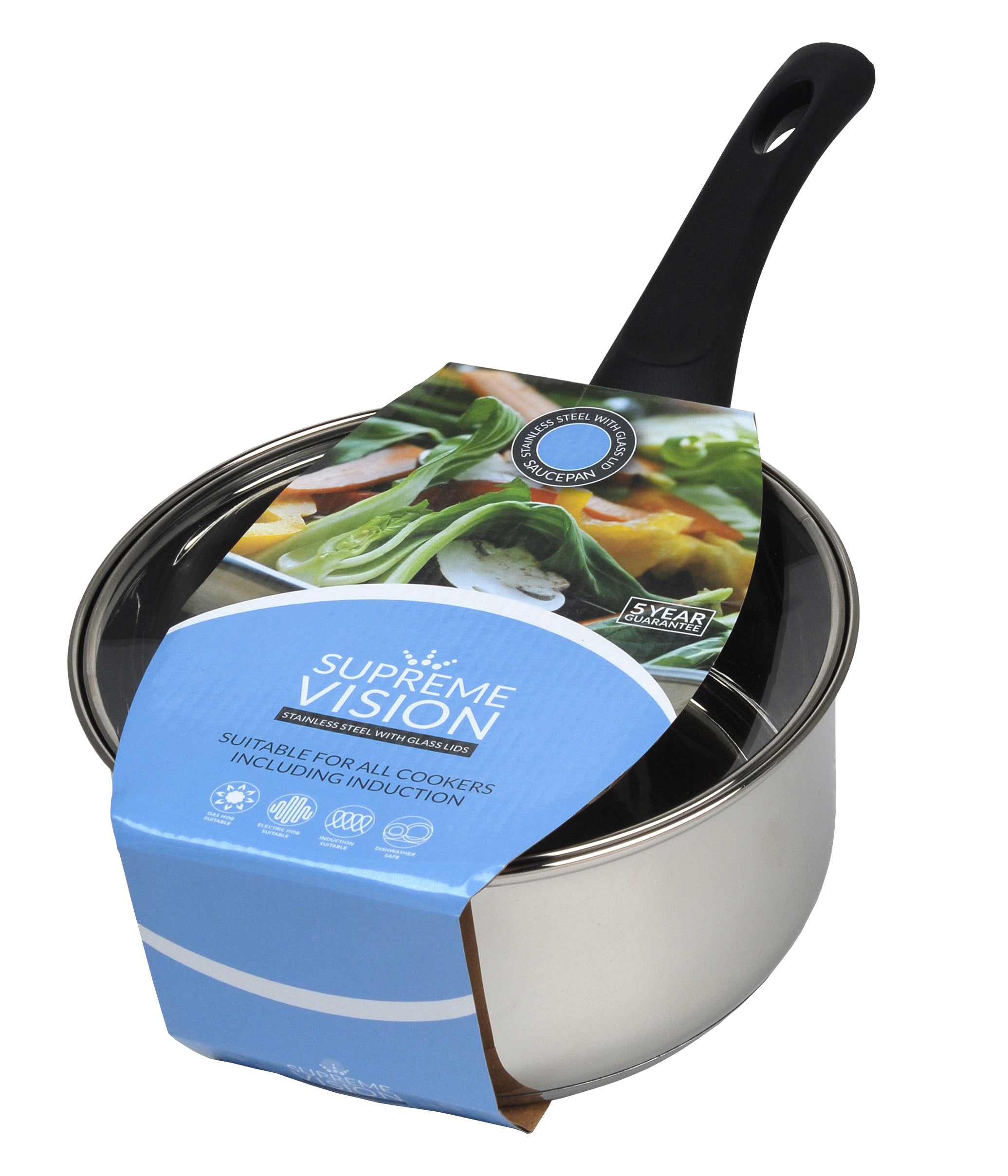 16cm Stainless Steel Sauce Pan & Glass Lid