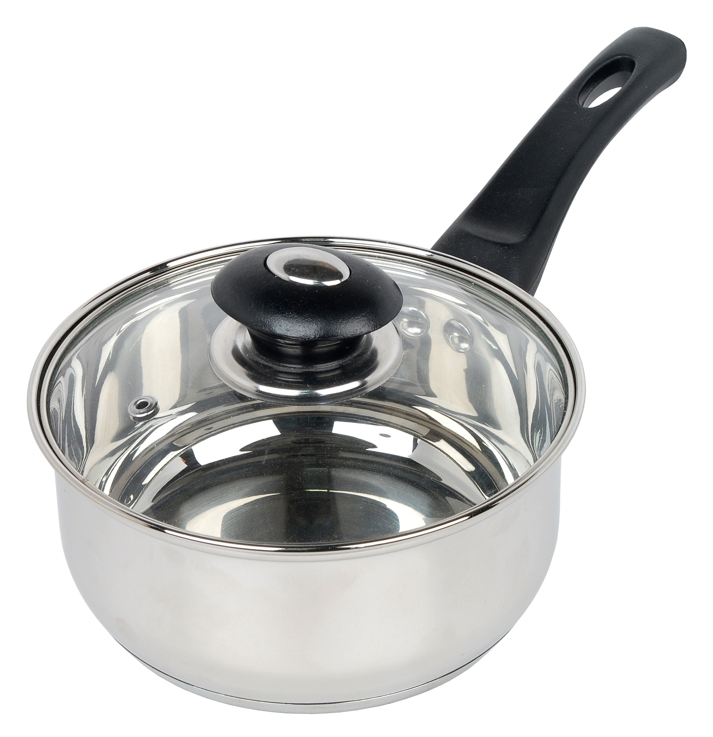 18cm Stainless Steel Sauce Pan & Glass Lid