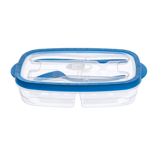 Microwave Collapsible Lunch Box & Cutlery  (Red & Blue)