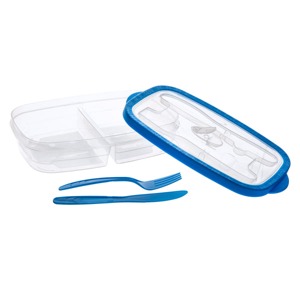 Microwave Collapsible Lunch Box & Cutlery  (Red & Blue)
