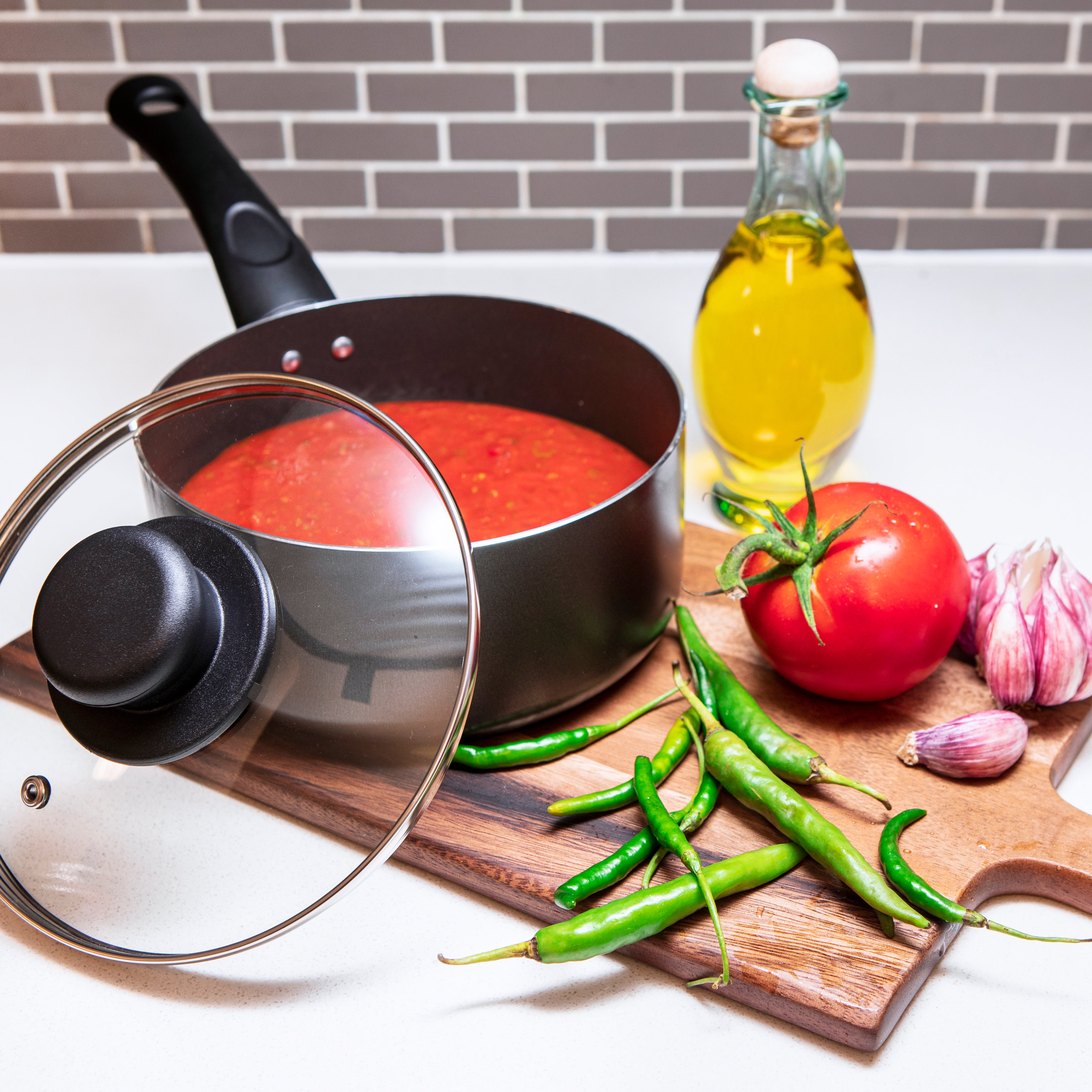 20cm Non-Stick Sauce Pan & Glass Lid