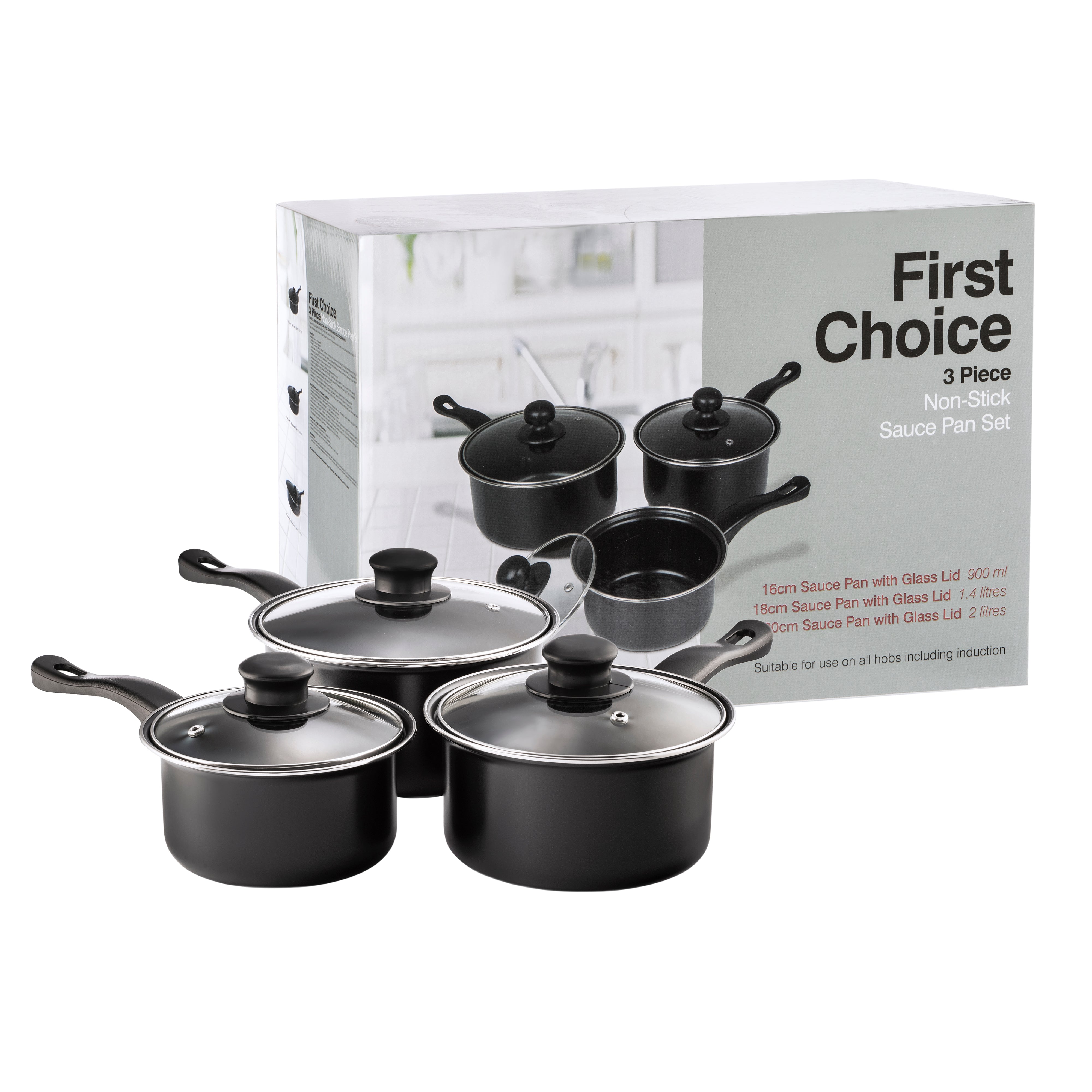 3pc Non-Stick Value Sauce Pan Set