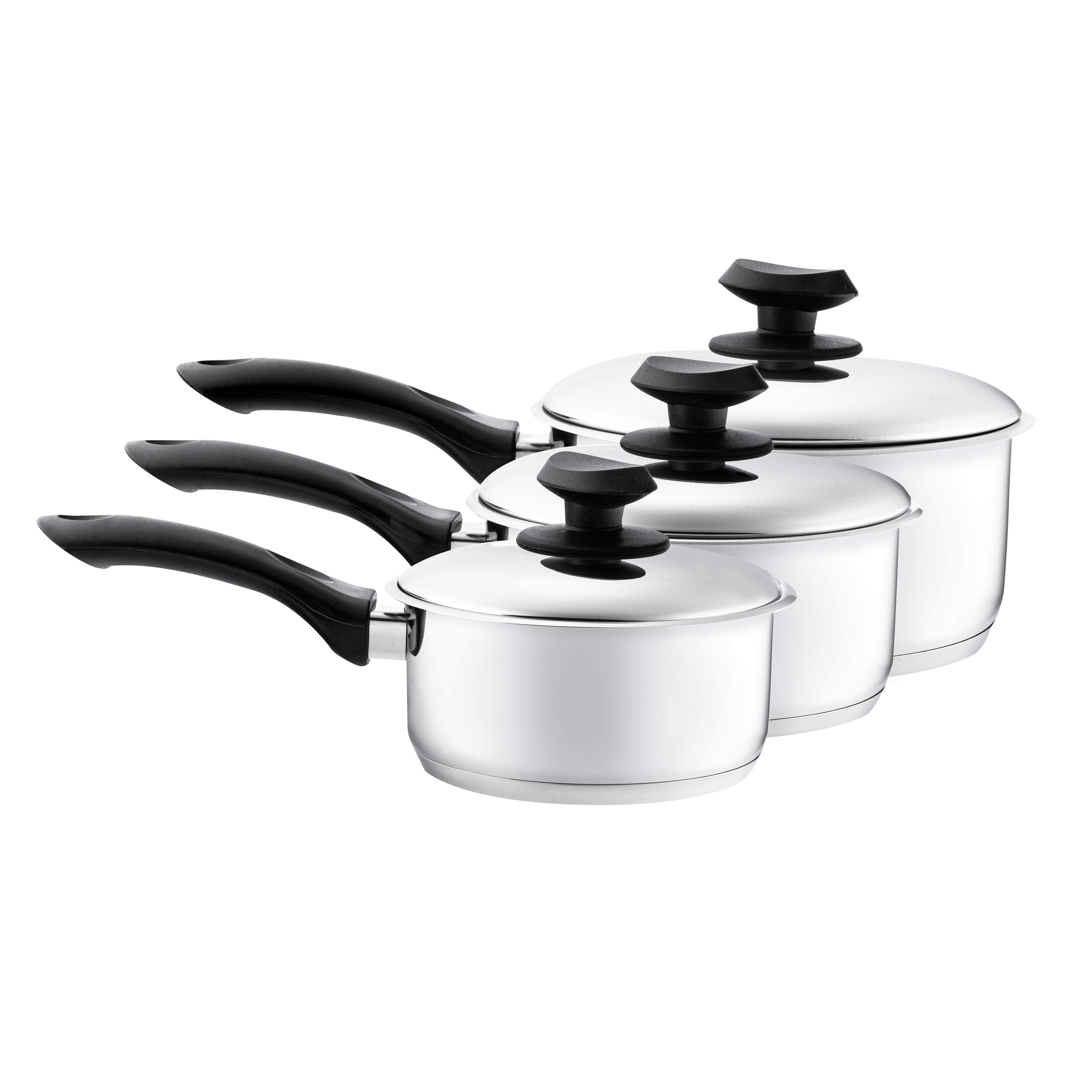 3pc Stainless Steel Sauce Pan Set (16/18/20cm)